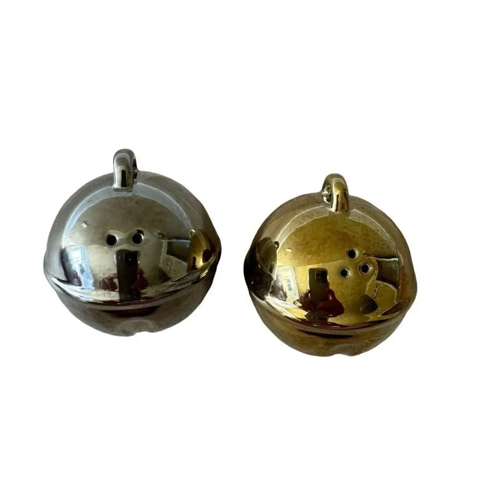 Christmas Ornament Santa Bells Ball Shaped Salt and Pepper Shakers